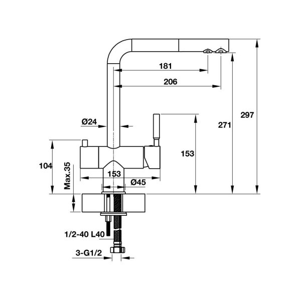 Vòi rửa chén Häfele HT19-CH2P271 570.51.060