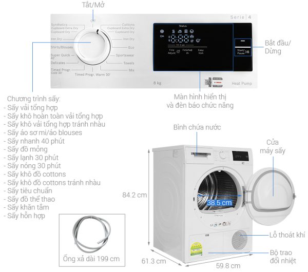 Máy sấy Bosch 8kg WTH83028SG image 14