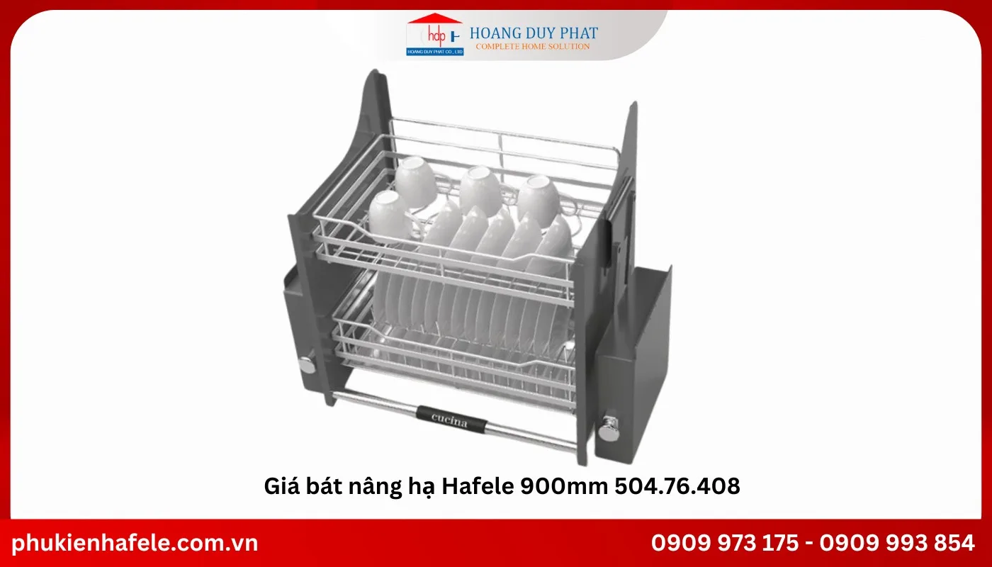 Thiết kế giá bát nâng hạ thông minh Hafele 900mm 504.76.408 bền bỉ