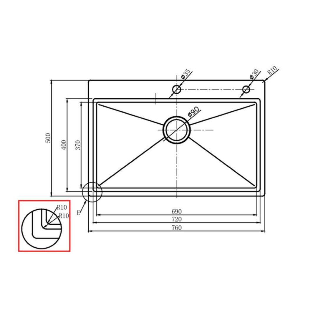 Chậu Inox Hafele 760mm HS24-SSN1S-7650 567.20.627 image 2 Chậu Inox Hafele 760mm HS24-SSN1S-7650 567.20.627 image 2