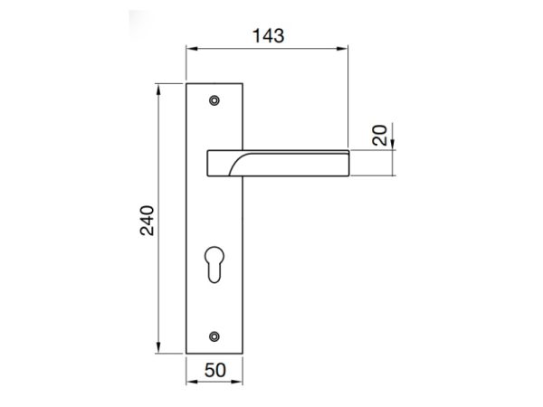 bản vẽ kỹ thuật Tay nắm gạt đế dài FLASH Hafele 901.79.091