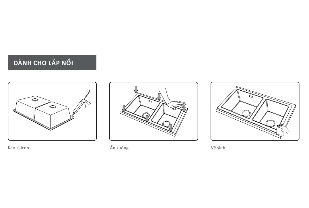 hướng dẫn lắp đặt chậu bếp lắp nổi