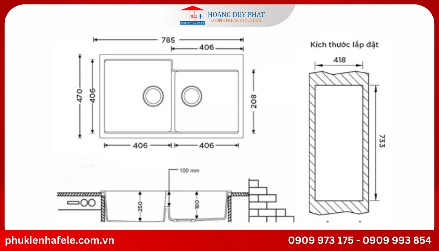 Kích thước của bồn rửa mini phổ biến