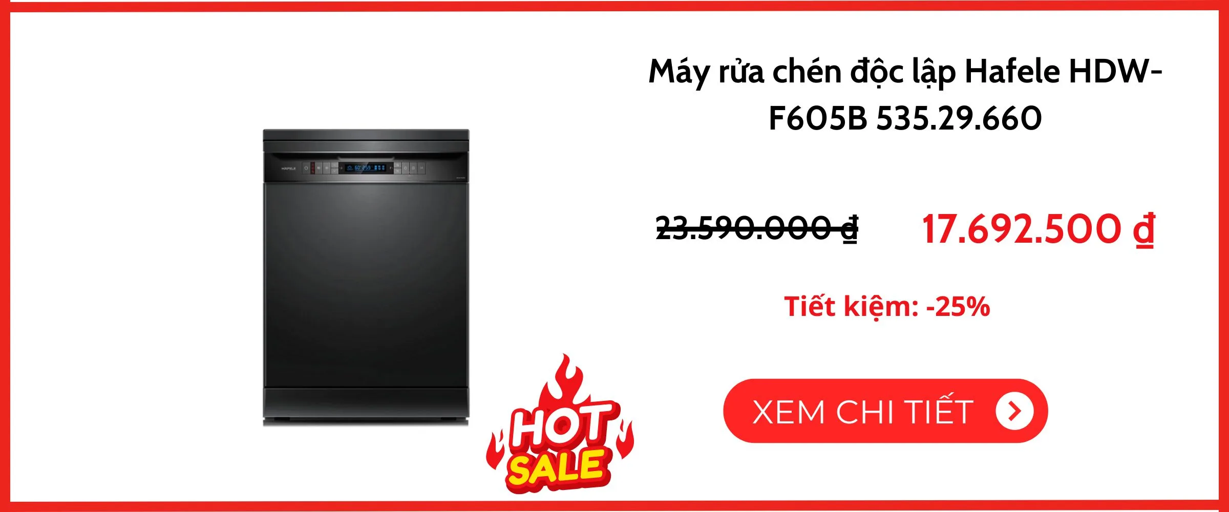 Chế độ rửa bát nửa tải trên Hafele HDW-F605