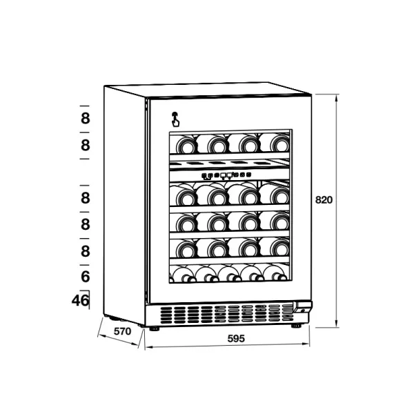 bản vẽ kỹ thuật Tủ rượu âm Hafele HW-C129FB 533.17.011