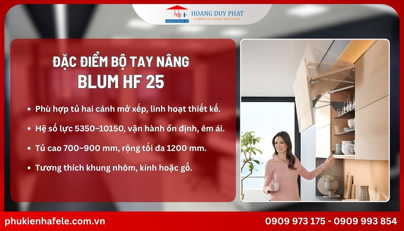 Tính năng nổi bật của tay nâng Blum HF 25 