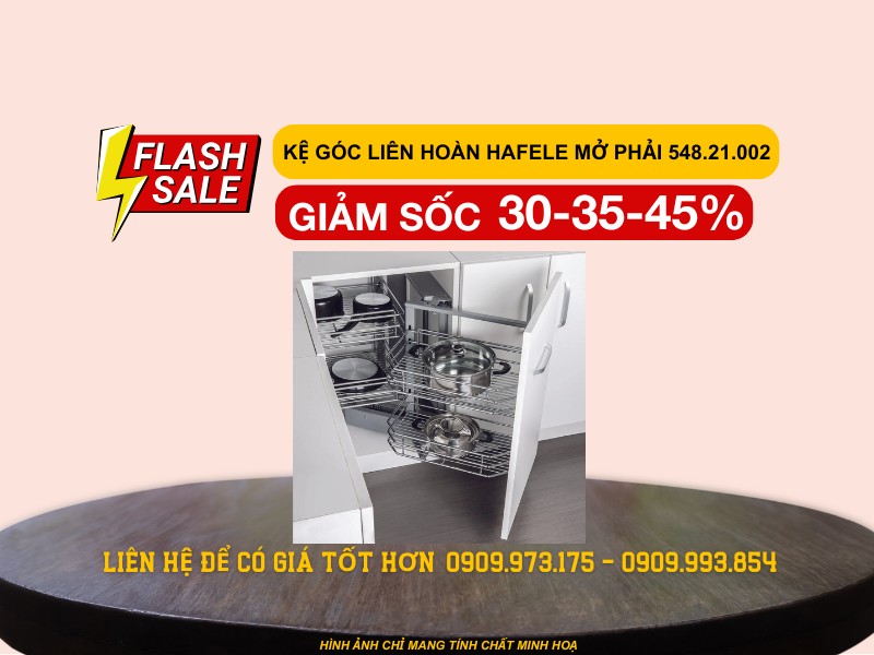 Kệ góc liên hoàn Hafele Inox 304 Mở phải 548.21.002