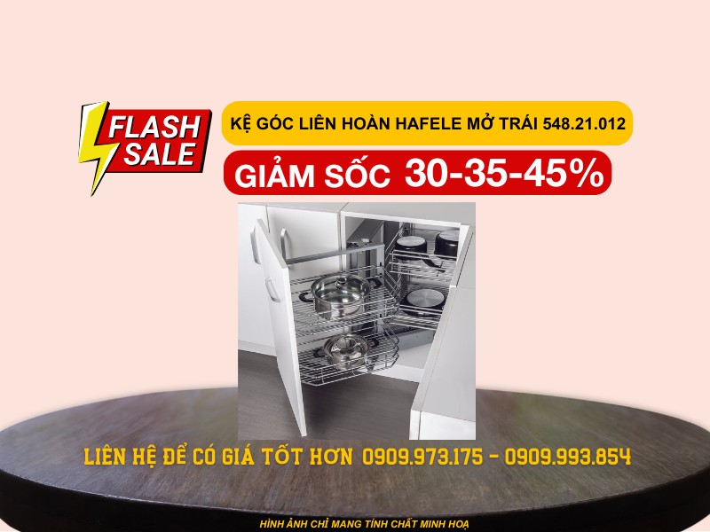 Kệ góc liên hoàn Hafele Inox 304 Mở trái 548.21.012