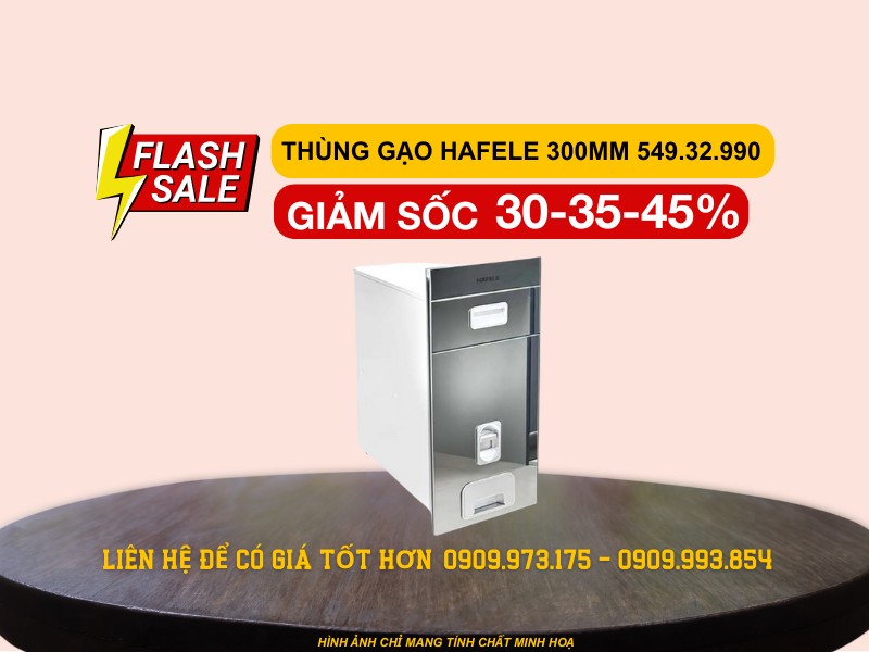 Thùng gạo Hafele 300mm mặt gương 549.32.990