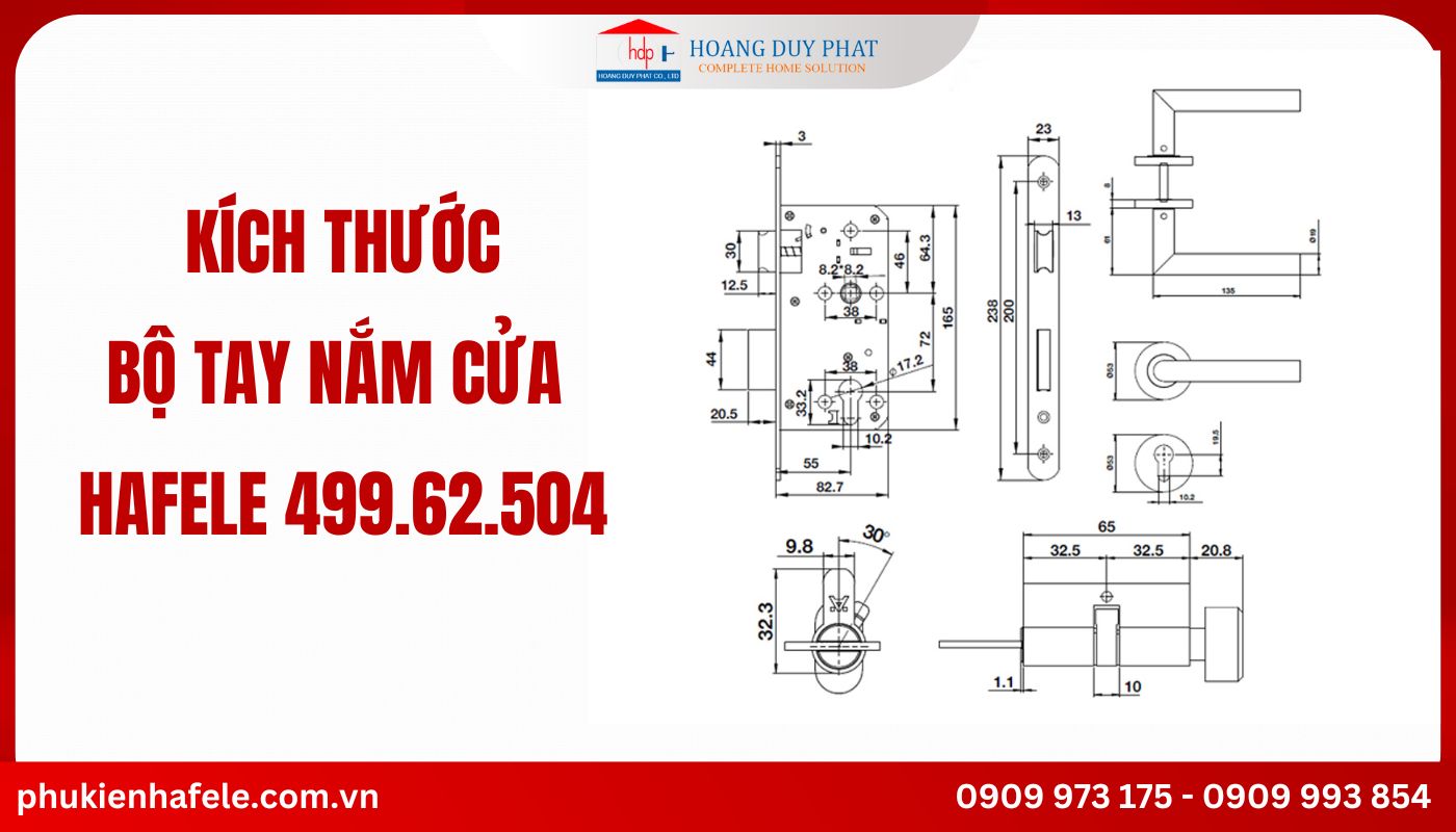 Thông tin sản phẩm bộ tay nắm cửa Hafele 499.62.504 Thông tin sản phẩm bộ tay nắm cửa Hafele 499.62.504