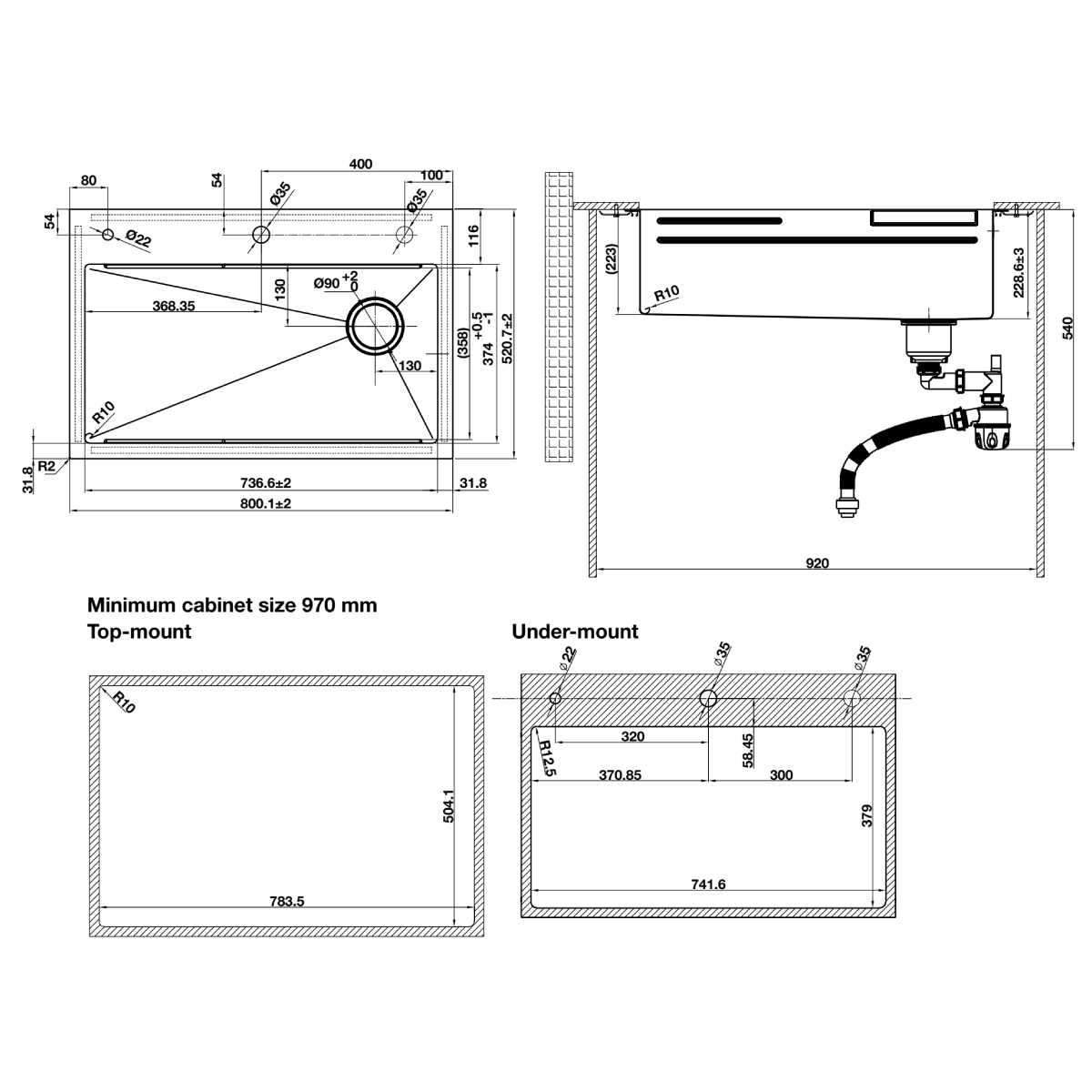 bản vẽ kỹ thuật Chậu bếp Inox Hafele HS25-SSN1S-8052 bản vẽ kỹ thuật Chậu bếp Inox Hafele HS25-SSN1S-8052