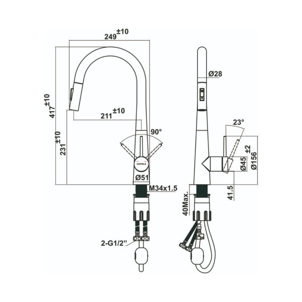 vòi rửa chén hafele HT24-SH1P417 567.24.498 image 3