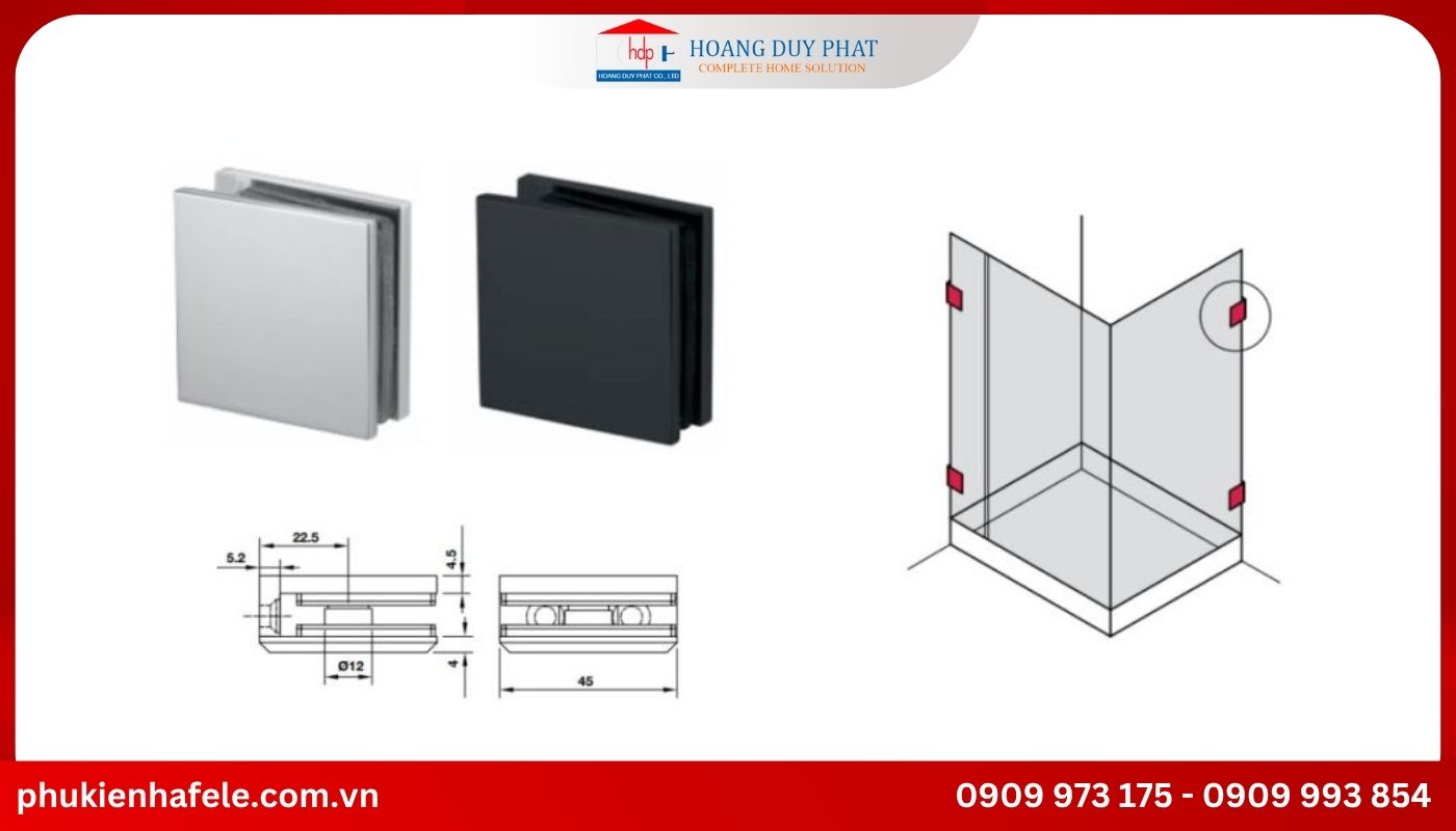 kep-kinh-tuong-nha-tam-hafele-90-do-khong-de Kẹp kính nhà tắm 90 độ không đế