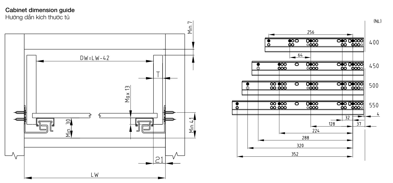 ray âm giảm chấn nhấn mở hafele spec 1 ray âm giảm chấn nhấn mở hafele spec 1