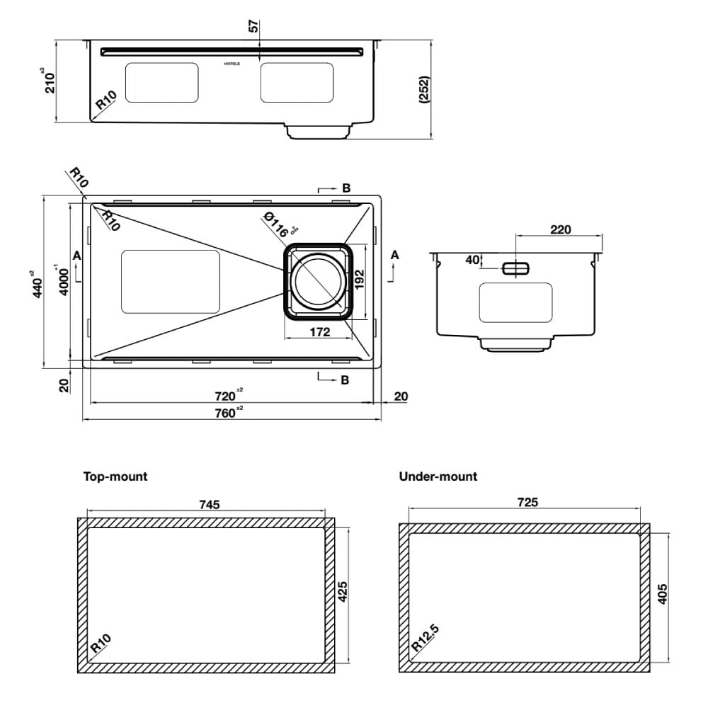 bản vẽ kỹ thuật Chậu inox Hafele 760mm HS26-SSN1S-7644 567.24.401 bản vẽ kỹ thuật Chậu inox Hafele 760mm HS26-SSN1S-7644 567.24.401