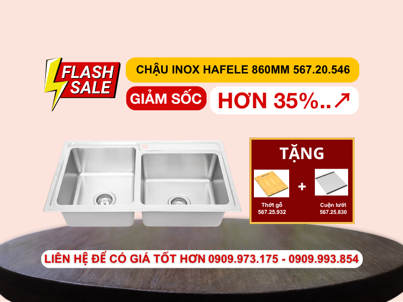 Chậu rửa chén Hafele 860mm HS20-SSN2S90L 567.20.546 Chậu rửa chén Hafele 860mm HS20-SSN2S90L 567.20.546