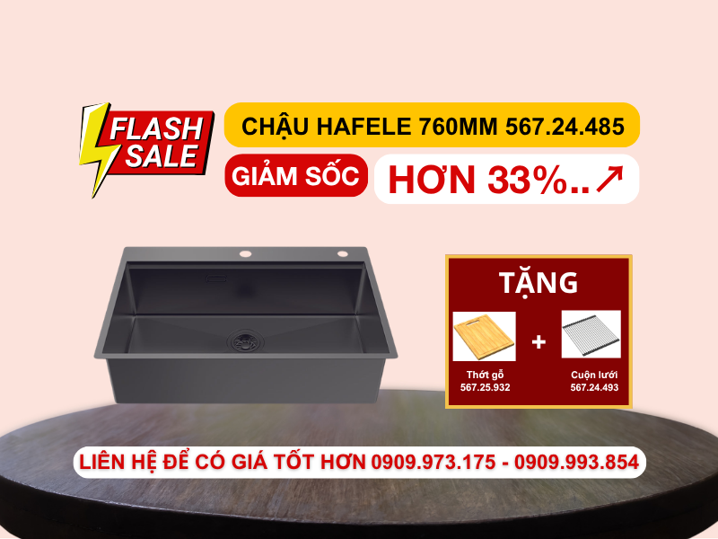 Chậu rửa chén Hafele 760mm HS25-SSN1S-7650 màu Đen 567.24.485 Chậu rửa chén Hafele 760mm HS25-SSN1S-7650 màu Đen 567.24.485