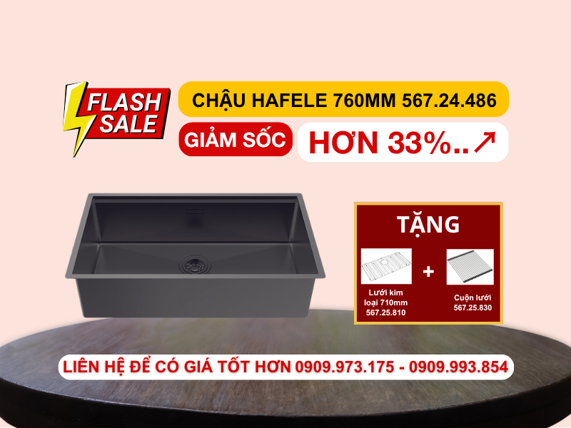 Chậu rửa chén Hafele 760mm HS25-SSN1S-7644 màu Titan 567.24.486 Chậu rửa chén Hafele 760mm HS25-SSN1S-7644 màu Titan 567.24.486