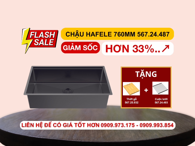 Chậu rửa chén Hafele 760mm HS25-SSN1S-7644 màu Đen 567.24.487 Chậu rửa chén Hafele 760mm HS25-SSN1S-7644 màu Đen 567.24.487