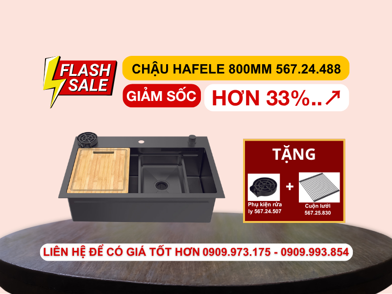 Chậu rửa chén Hafele 800mm HS25-SSN1S-8052 màu Titan 567.24.488 Chậu rửa chén Hafele 800mm HS25-SSN1S-8052 màu Titan 567.24.488