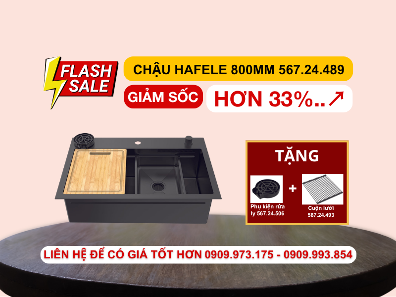 Chậu rửa chén Hafele 800mm HS25-SSN1S-8052 màu Đen 567.24.489 Chậu rửa chén Hafele 800mm HS25-SSN1S-8052 màu Đen 567.24.489