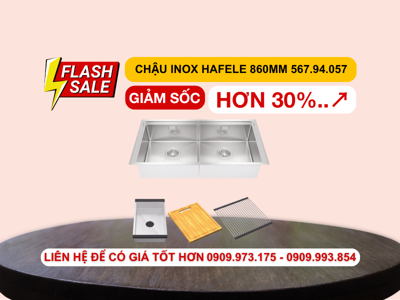 Combo Chậu bếp Hafele 860mm và Phụ kiện 567.94.057 Combo Chậu bếp Hafele 860mm và Phụ kiện 567.94.057