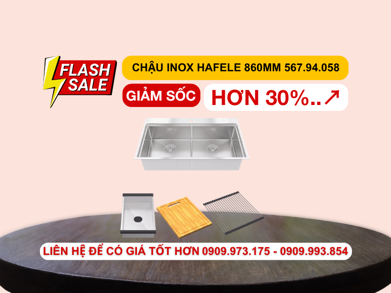 Combo Chậu bếp Hafele 860mm và Phụ kiện 567.94.058 Combo Chậu bếp Hafele 860mm và Phụ kiện 567.94.058