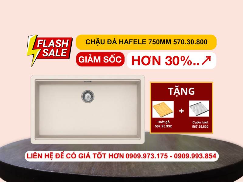 Chậu đá Hafele 750mm HS20-GEN1S80 màu kem 570.30.800 Chậu đá Hafele 750mm HS20-GEN1S80 màu kem 570.30.800