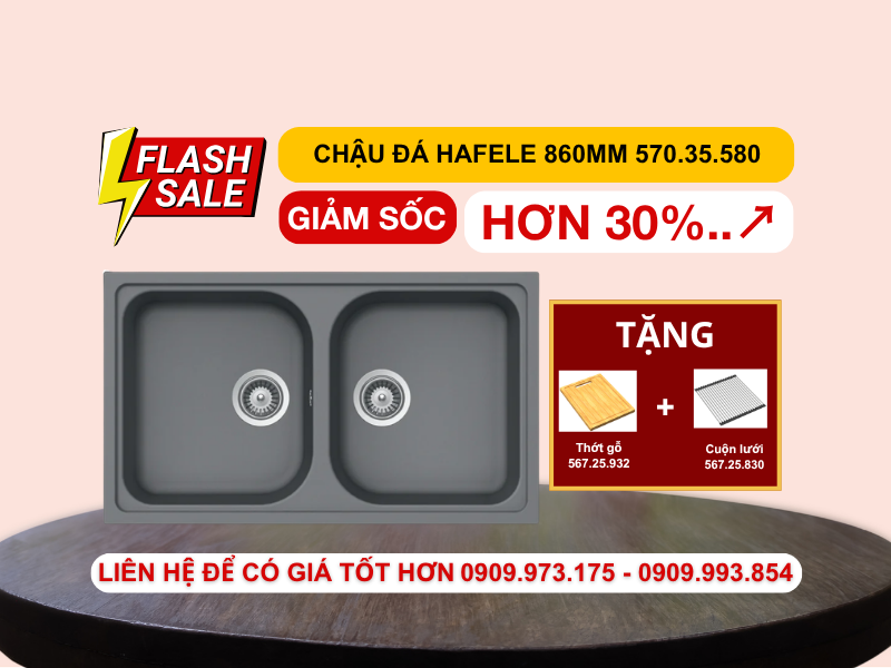 Chậu đá Hafele 860mm HS19-GEN2R90 màu xám 570.35.580 Chậu đá Hafele 860mm HS19-GEN2R90 màu xám 570.35.580