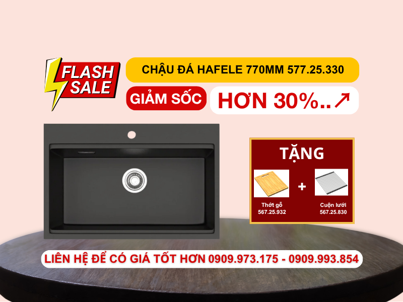 Chậu đá Hafele 770mm HS22-GEN1S90M màu đen 577.25.330 Chậu đá Hafele 770mm HS22-GEN1S90M màu đen 577.25.330