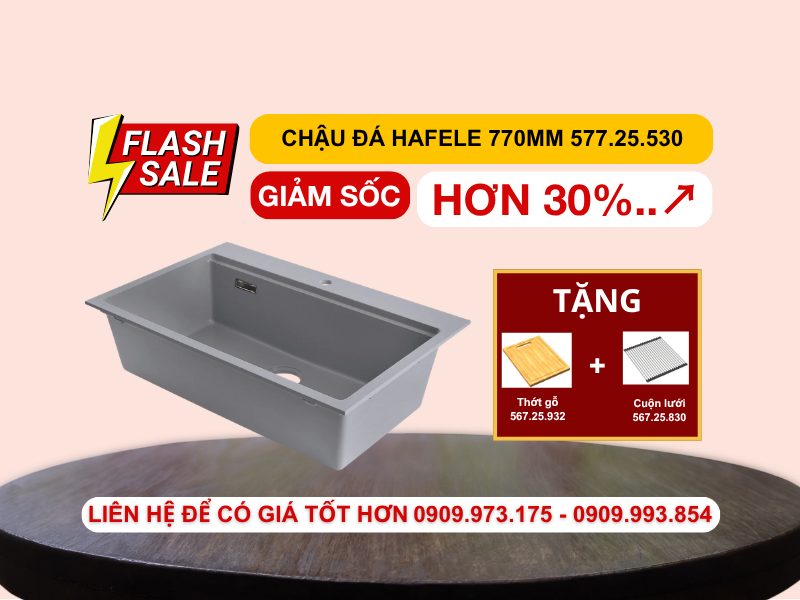 Chậu đá Hafele 770mm HS22-GEN1S90M màu xám 577.25.530 Chậu đá Hafele 770mm HS22-GEN1S90M màu xám 577.25.530