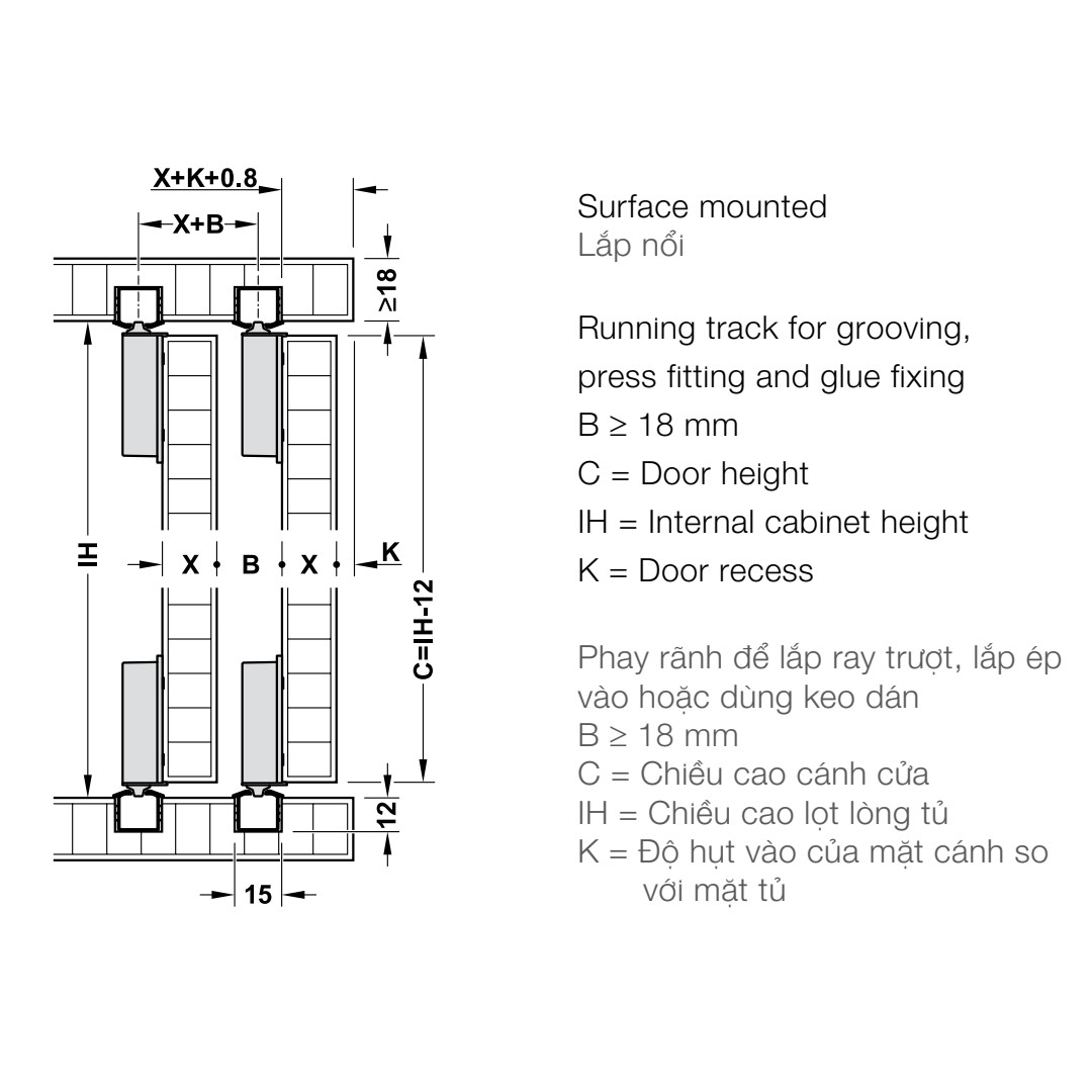 phụ kiện cửa lùa tủ áo Hafele SLIDO F-LINE18 50A 401.30.019 image 6 phụ kiện cửa lùa tủ áo Hafele SLIDO F-LINE18 50A 401.30.019 image 6