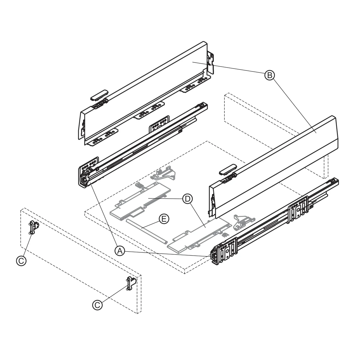 Ray hộp Hafele Matrix Box P Plus, chiều cao thành hộc 115 mm 5 Ray hộp Hafele Matrix Box P Plus, chiều cao thành hộc 115 mm 5
