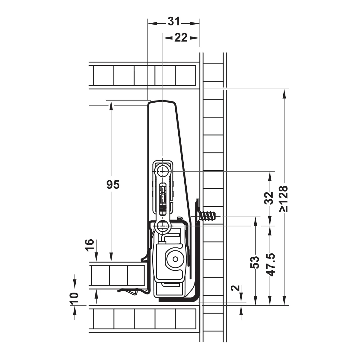 Ray hộp Hafele Matrix Box P Plus, chiều cao thành hộc 115 mm 6 Ray hộp Hafele Matrix Box P Plus, chiều cao thành hộc 115 mm 6