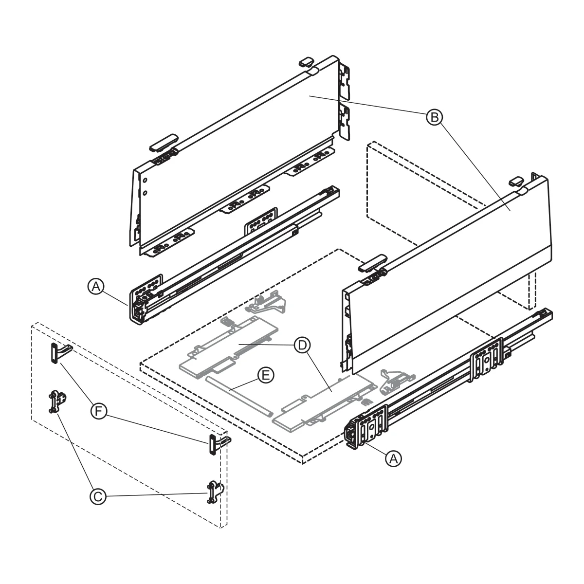 Ray hộp Hafele Matrix Box P Plus, chiều cao thành hộc 180 mm 2 Ray hộp Hafele Matrix Box P Plus, chiều cao thành hộc 180 mm 2