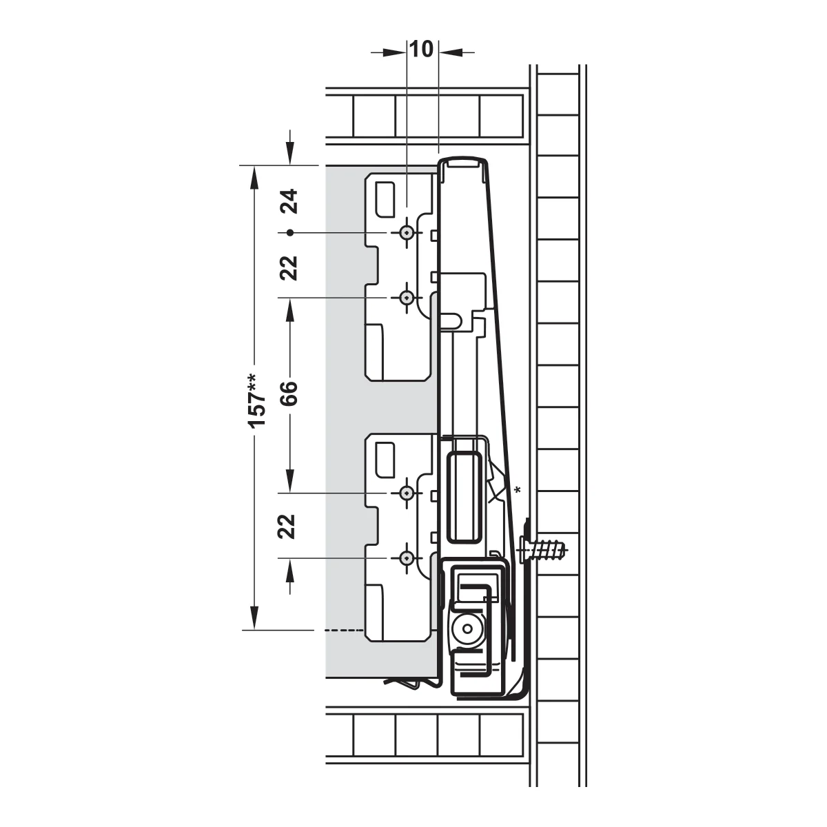 Ray hộp Hafele Matrix Box P Plus, chiều cao thành hộc 180 mm 4 Ray hộp Hafele Matrix Box P Plus, chiều cao thành hộc 180 mm 4
