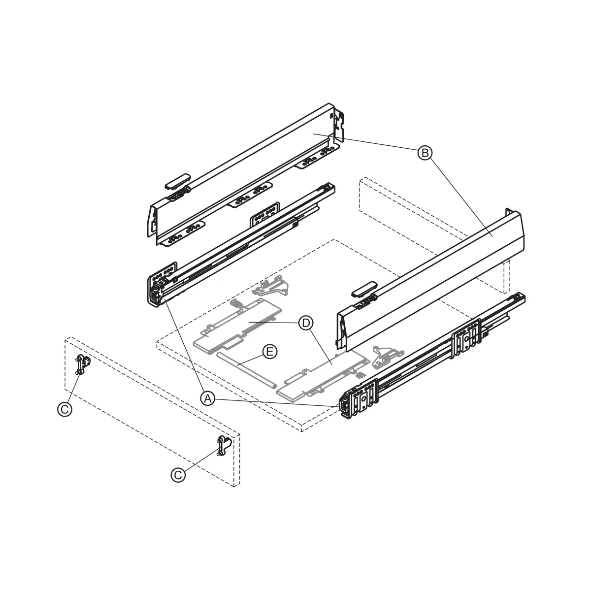 Ray hộp Hafele Matrix Box P Plus, chiều cao thành hộc 92 mm 7 Ray hộp Hafele Matrix Box P Plus, chiều cao thành hộc 92 mm 7
