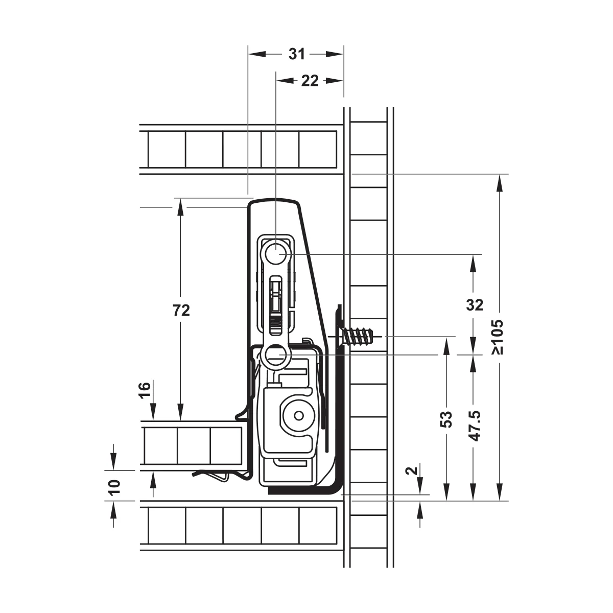 Ray hộp Hafele Matrix Box P Plus, chiều cao thành hộc 92 mm 8 Ray hộp Hafele Matrix Box P Plus, chiều cao thành hộc 92 mm 8