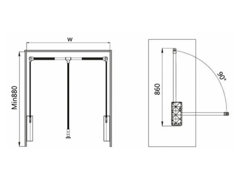 Tay nâng móc áo Hafele cho tủ rộng lọt lòng 880-1270mm, Màu trắng 805.11.702 2 Tay nâng móc áo Hafele cho tủ rộng lọt lòng 880-1270mm, Màu trắng 805.11.702 2