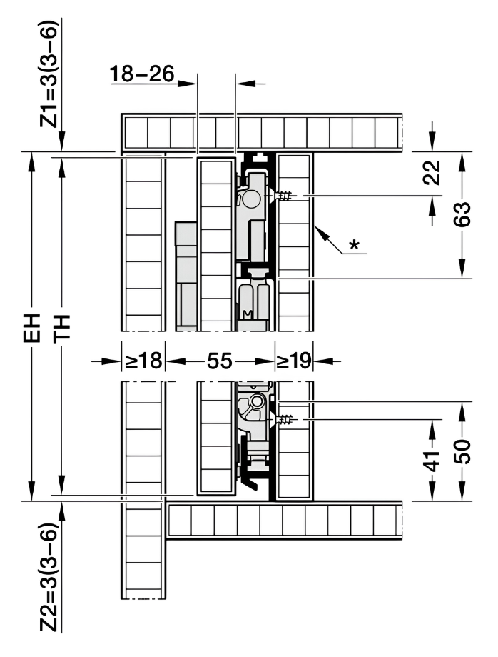 Bộ phụ kiện cửa mở xoay Hafele HAWA CONCEPTA III 25 cánh cho cánh nhấn mở- chiều cao cánh 1200-2200 mm 408.30.711 banve10