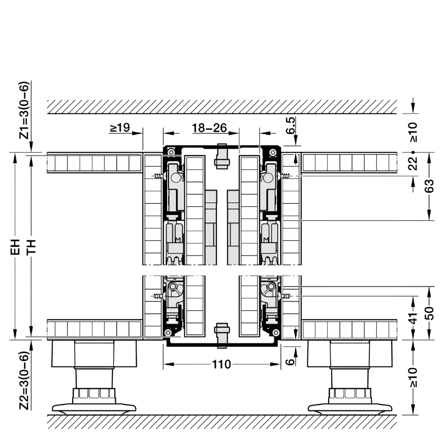 Bộ phụ kiện cửa mở xoay Hafele HAWA CONCEPTA III 25 cánh- cho cánh nhấn mở- chiều cao cánh 1200-2200 mm 408.30.711 banve6