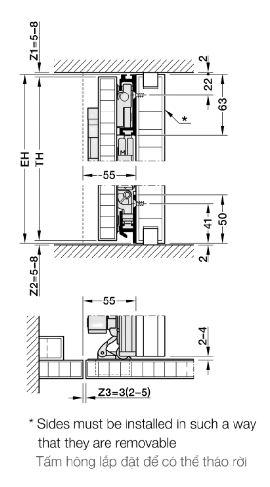 Bộ phụ kiện cửa mở xoay Hafele HAWA CONCEPTA III 25 cánh- lắp phải- cánh nhấn mở- chiều cao cánh 1200-2200 mm 408.30.712 banve12